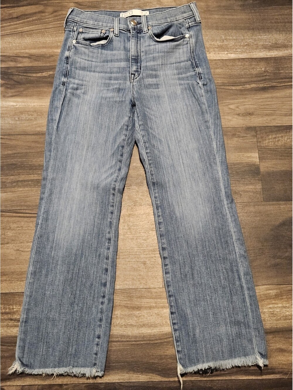 AYR “The Bomb Pop” Jeans Women 29 Women's High Rise Raw Hem Straight Leg Crop